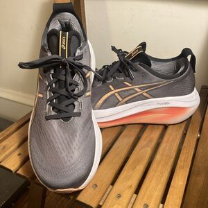 Men's Asics Gel Nimbus size 12 Silver & Orange Sneakers Running Exercise Shoes